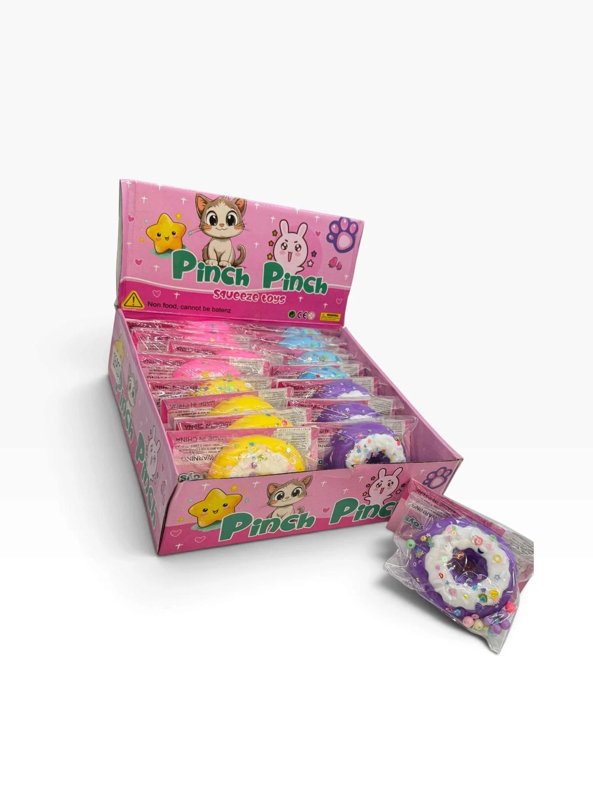 PINCH PINCH DONUT SQUISH TOY - DISPLAY OF 16