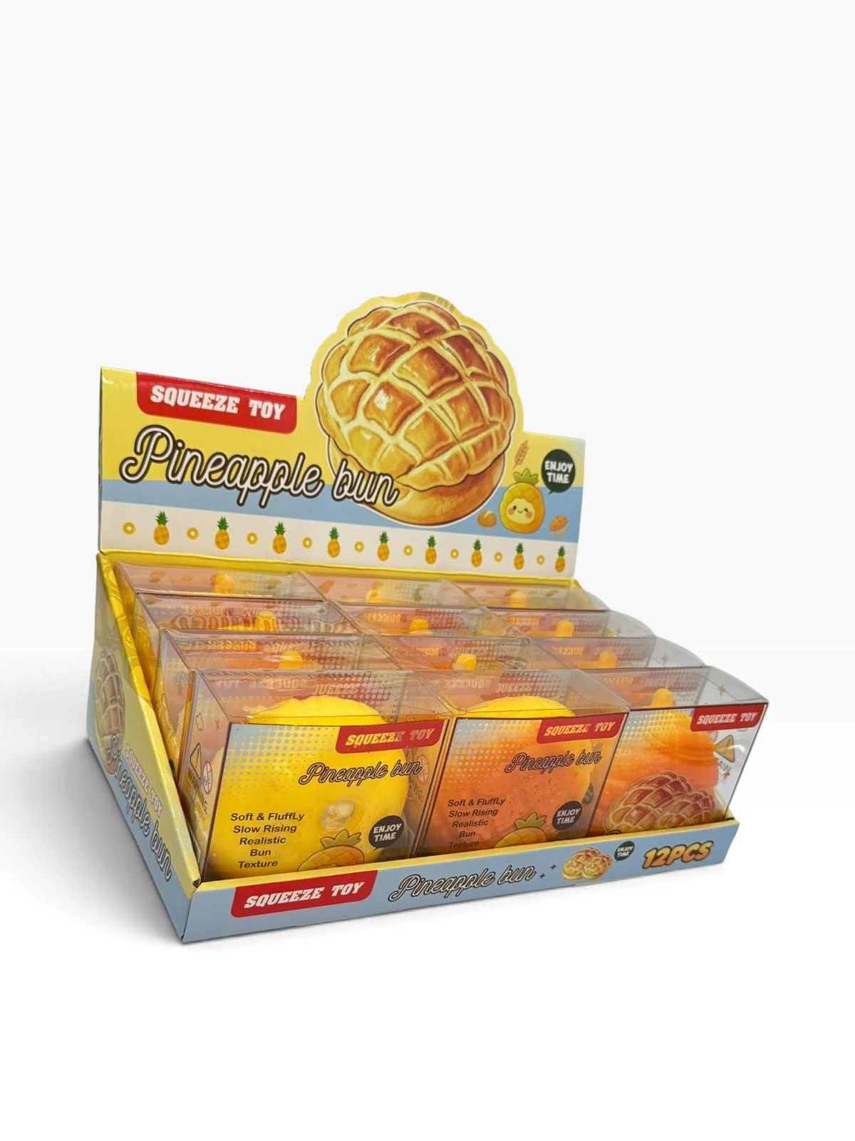 PINEAPPLE BUN SQUISH TOY - DISPLAY OF 12