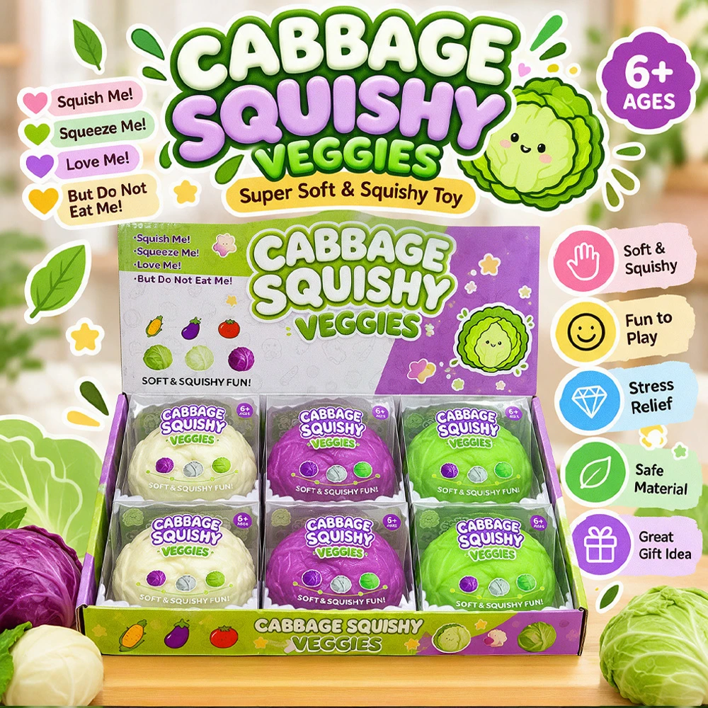CRUNCHY CABBAGE SQUISH TOY - DISPLAY OF 12