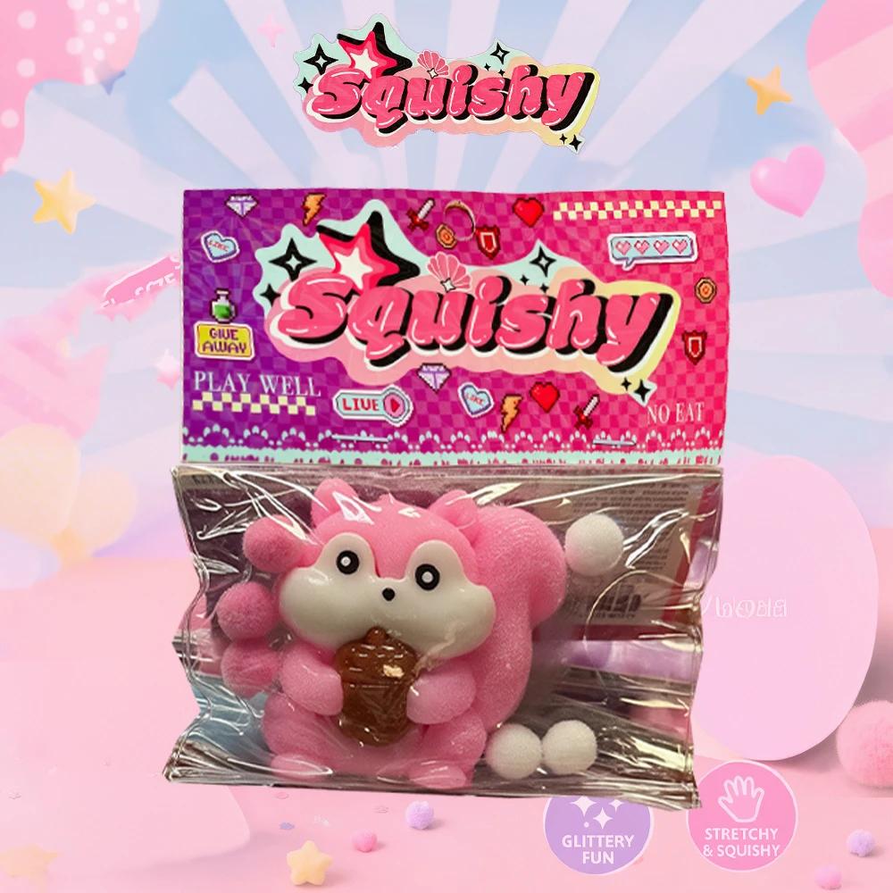 SQUISHY SQUIRREL SQUISH TOY - DISPLAY OF 20