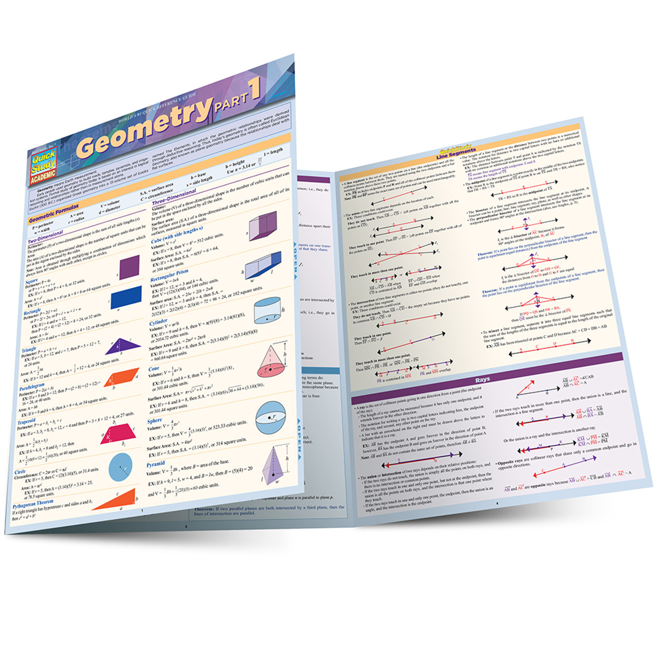 BarCharts Geometry Part 2 Laminated Quick Study Guide, Grades 5-12, Mardel