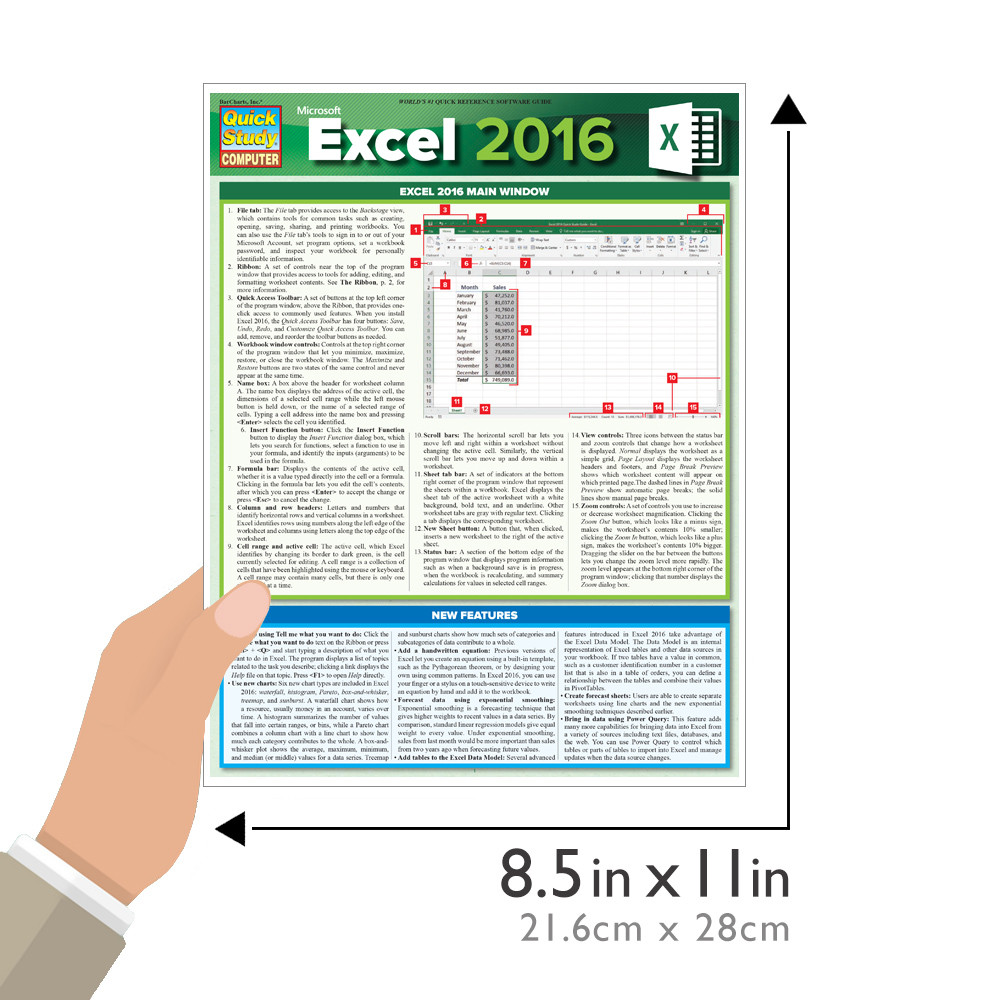 QuickStudy Microsoft Excel 2016 Laminated Reference Guide