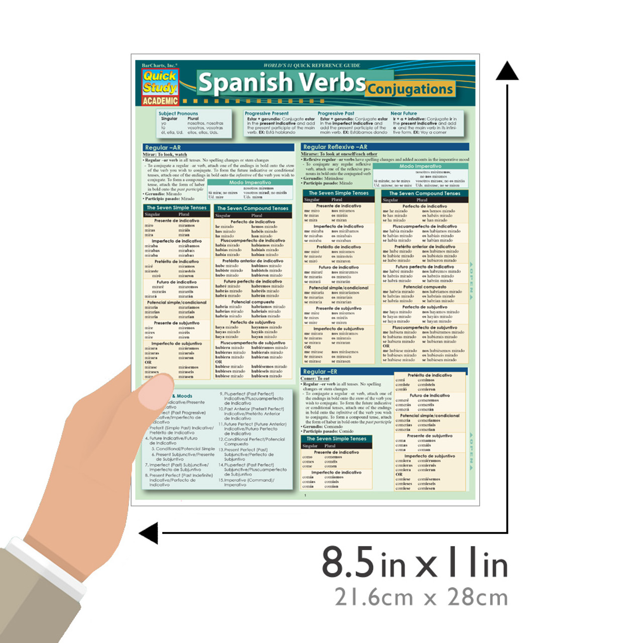 Quickstudy Academic Spanish Verbs Laminated Reference Guide