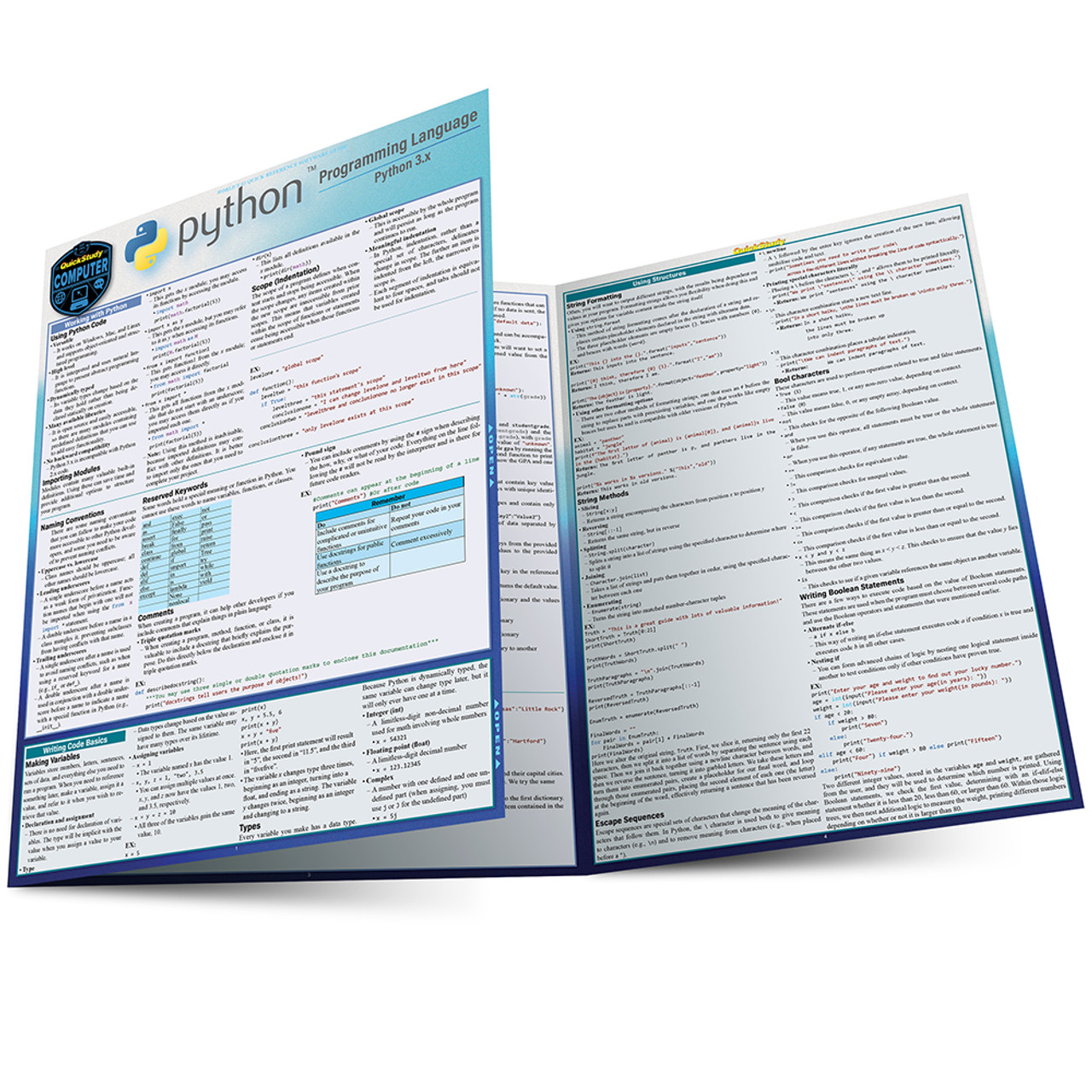 QuickStudy Python 3 Programming Language Laminated Reference Guide