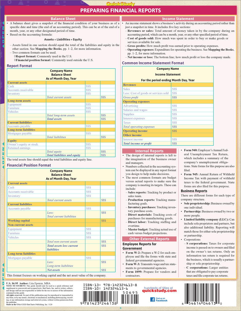 Buy QuickStudy Bookkeeping: Accounting for Small Business Laminated  Reference Guide