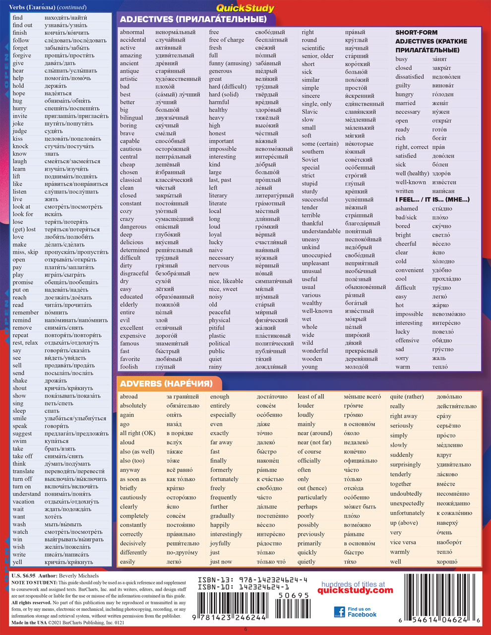 QuickStudy | Russian Vocabulary Laminated Study Guide (9781423246244)