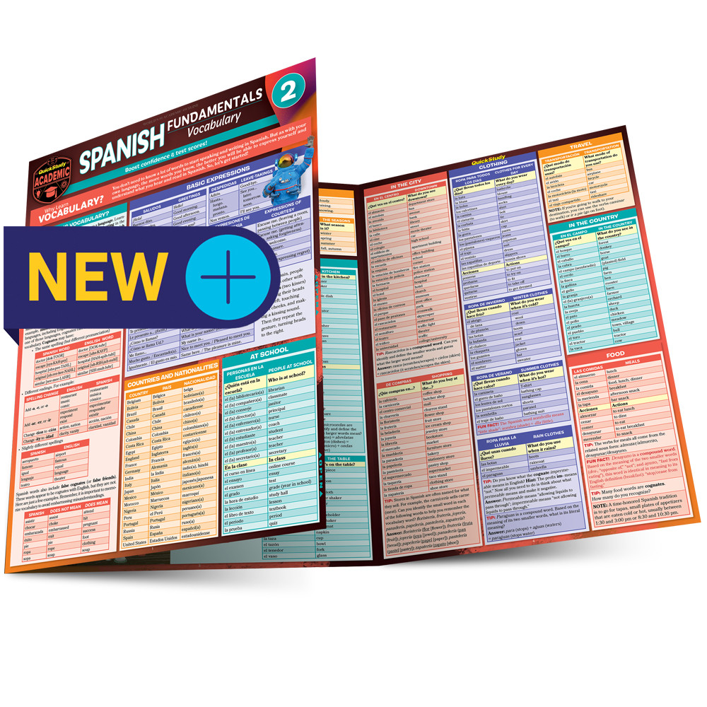 QuickStudy | Spanish Fundamentals 2 - Vocabulary Laminated Study