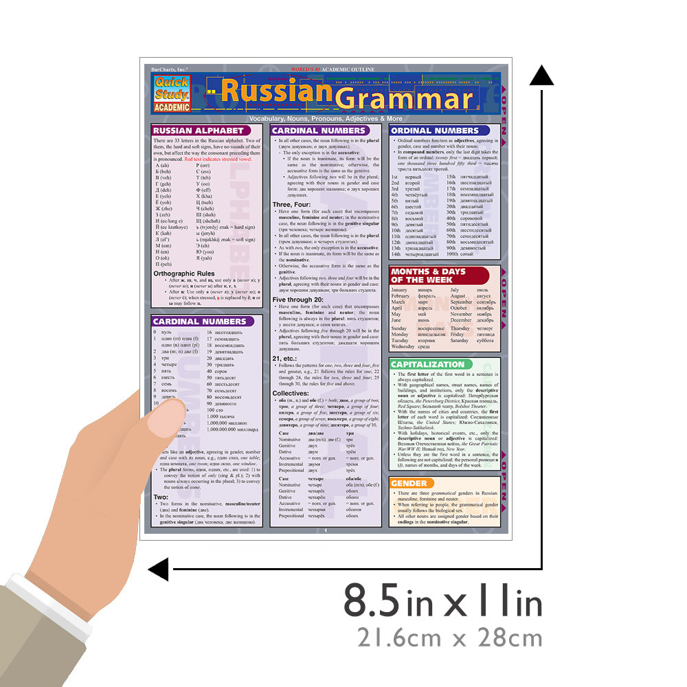 QuickStudy Russian Grammar Laminated Study Guide (9781572226982)