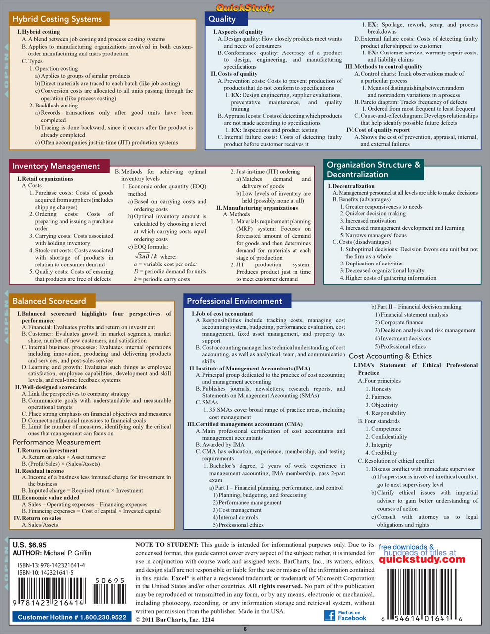 QuickStudy | Cost Accounting Laminated Reference Guide (9781423216414)