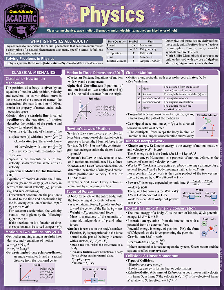 QuickStudy | Physics Laminated Study Guide (9781423203100)