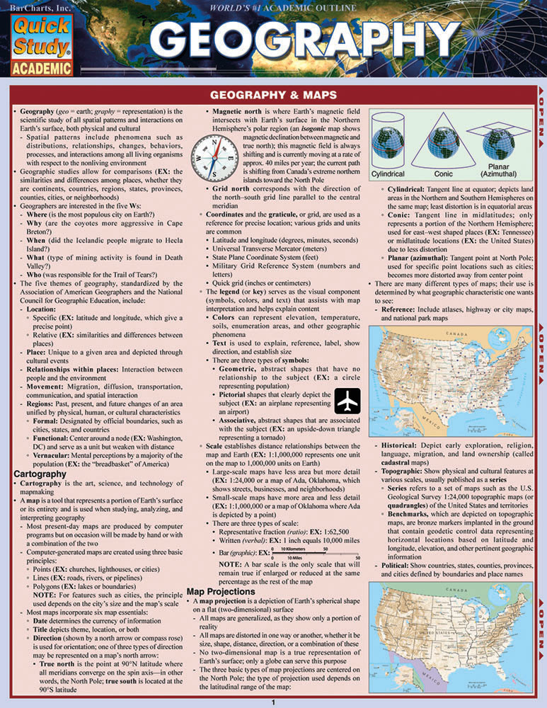QuickStudy Geography Laminated Study Guide (9781423217572)