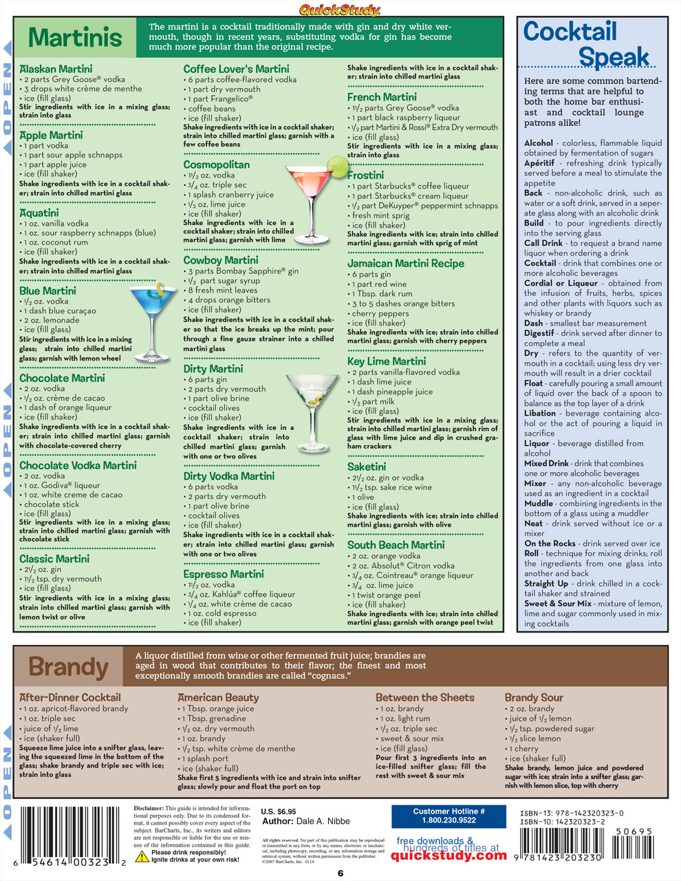 QuickStudy | Bartender'S Guide To Cocktails Laminated Reference