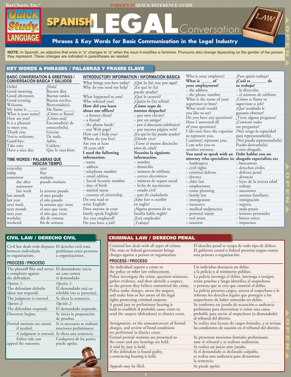 Spanish Vocabulary by BarCharts, Inc.