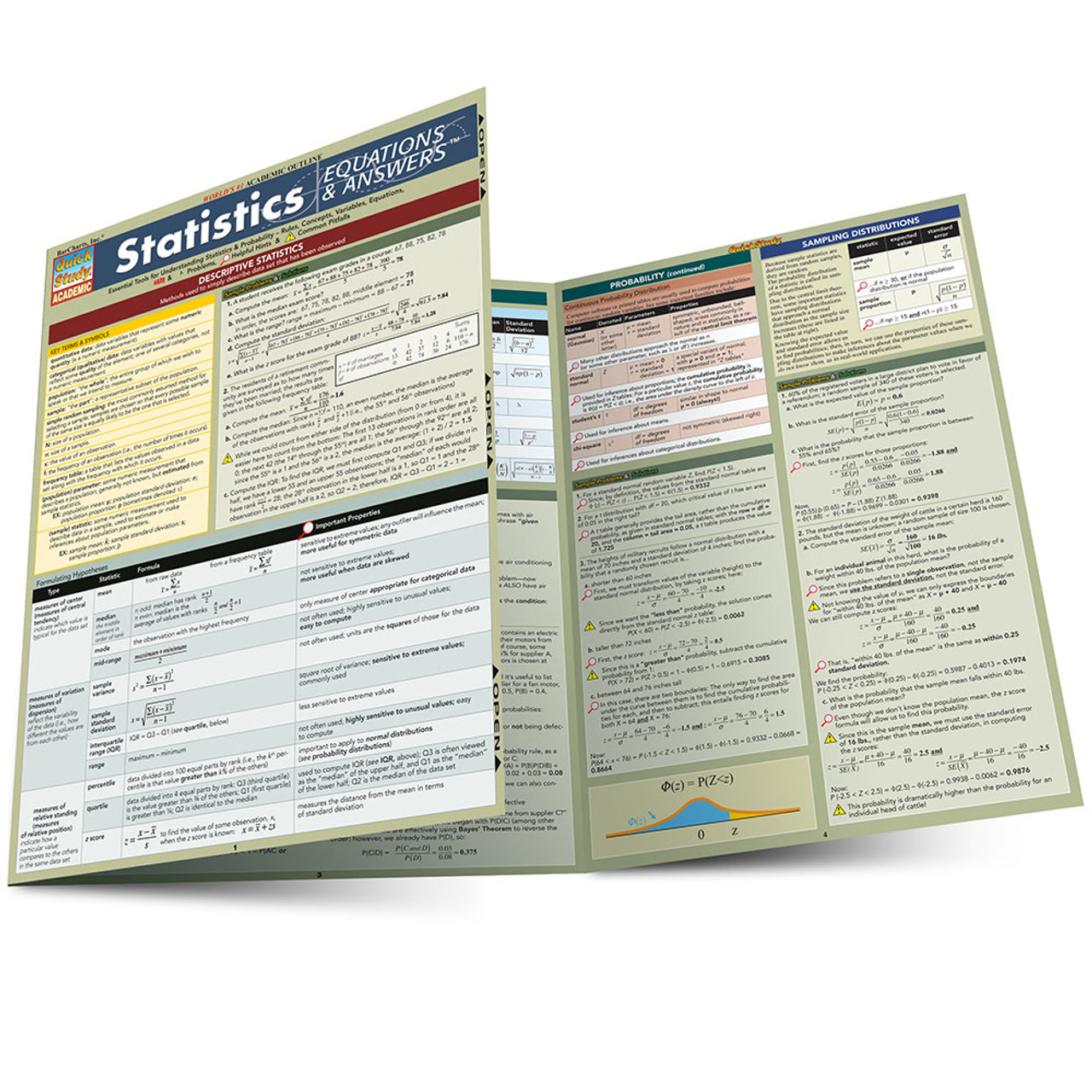 QuickStudy | Statistics: Equations & Answers Laminated Study