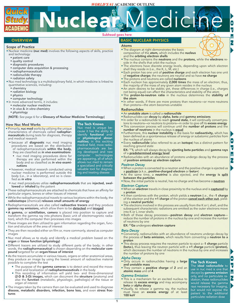 QuickStudy Nuclear Medicine Laminated Study Guide (9781423209492)