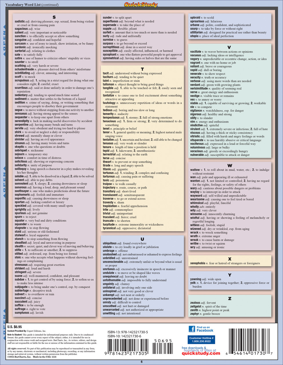 Spanish Vocabulary by BarCharts, Inc.