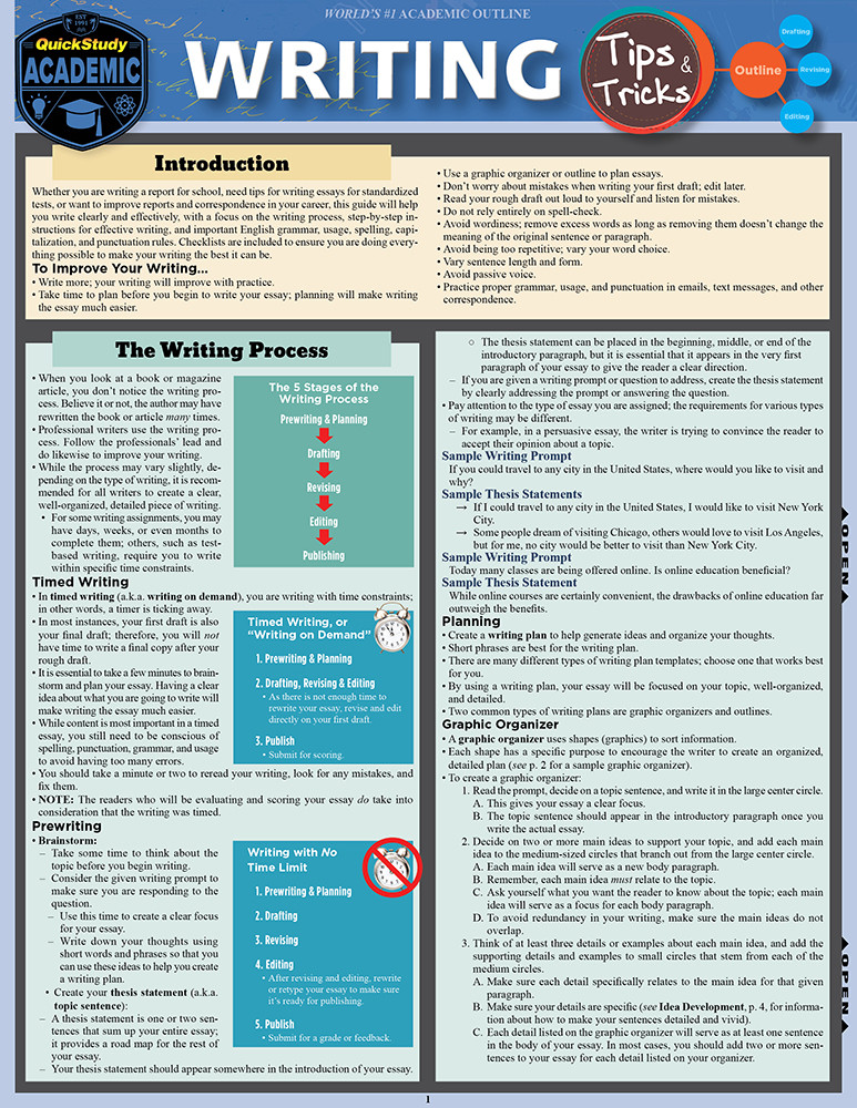 QuickStudy | Writing: Tips & Tricks Laminated Study Guide (9781423217763)