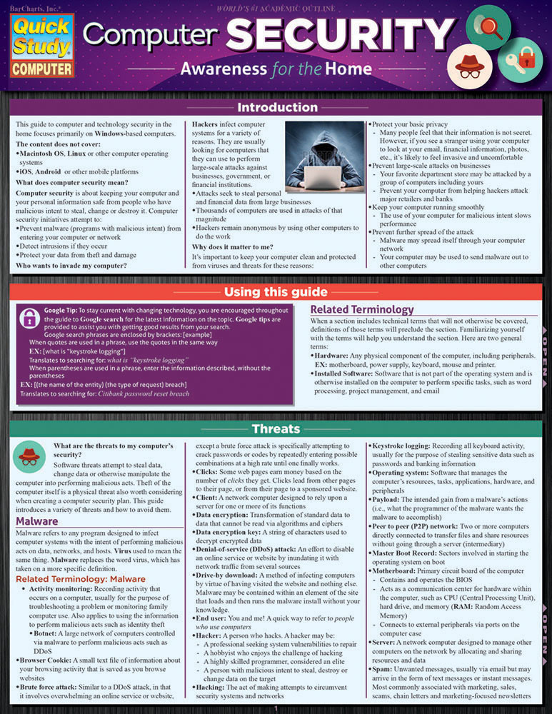 QuickStudy Computer Security Laminated Reference Guide (9781423223566)