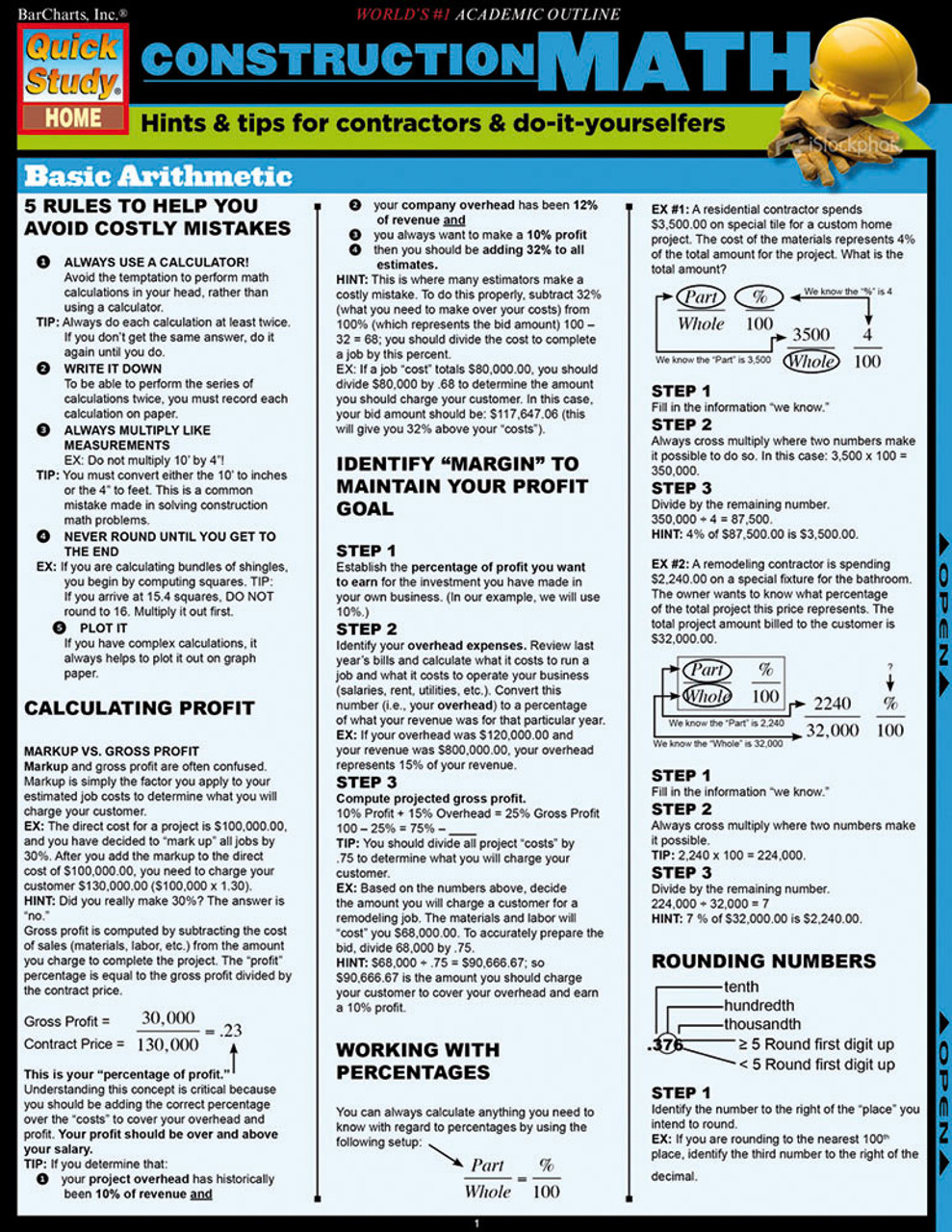 BarCharts Math 3rd Grade Laminated Quick Study Guide