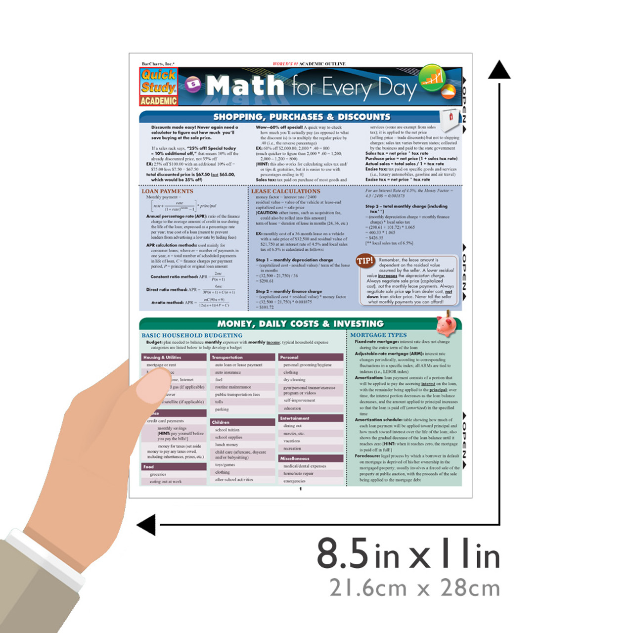 BarCharts Math 3rd Grade Laminated Quick Study Guide