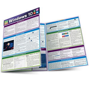 Quick Study QuickStudy Microsoft Windows 10 Laminated Reference Guide BarCharts Publishing Computer Browser Software Outline Main Image