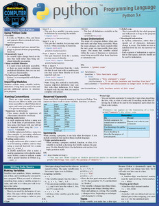 Quick Study QuickStudy Python 3 Programming Language Laminated Reference Guide BarCharts Publishing Computer Programming/Coding Language Outline Cover Image