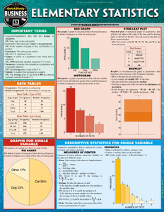 Quick Study QuickStudy Elementary Statistics Laminated Study Guide BarCharts Publishing Mathematic Reference Cover Image