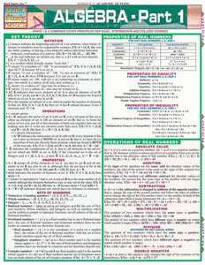 Quick Study QuickStudy Algebraic Part 1 Laminated Study Guide BarCharts Publishing Algebra Pt1 Guide Cover Image