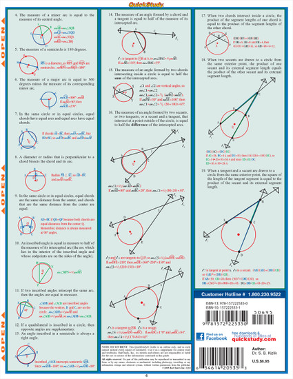 Quick Study QuickStudy Geometry Part 2 Laminated Study Guide BarCharts Publishing Geometry 2 Guide Back Image