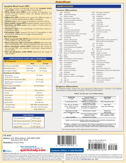QuickStudy Quick Study Nursing Laminated Study Guide BarCharts Publishing Medical Reference Guide Back Image QuickStudy Quick Study Nursing Laminated Study Guide BarCharts Publishing Medical Reference Guide Back Image