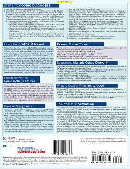 QuickStudy Medical Coding ICD-10-CM Laminated Reference Guide