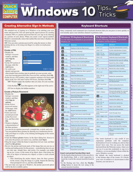 Quick Study QuickStudy Microsoft Windows 10: Tips & Tricks Laminated Reference Guide BarCharts Publishing Computer Software Guide Cover Image