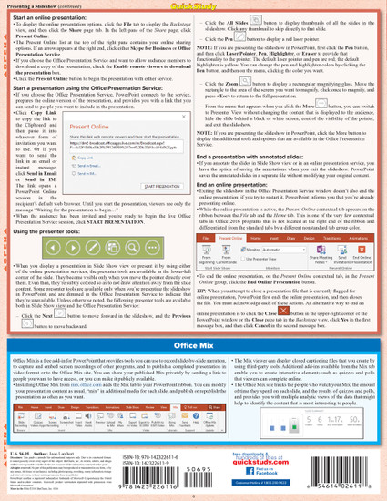 Quick Study QuickStudy Microsoft Powerpoint 2016: Tips & Tricks Laminated Reference Guide BarCharts Publishing Business Productivity Software Outline Back Image