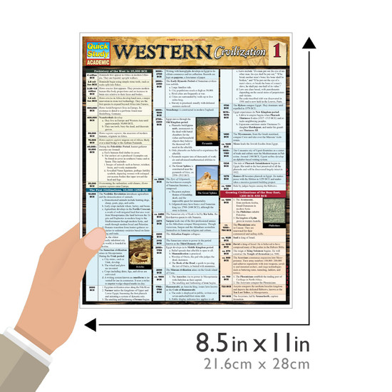 Quick Study QuickStudy Western Civilization 1 Laminated Study Guide BarCharts Publishing World History Reference Guide Size