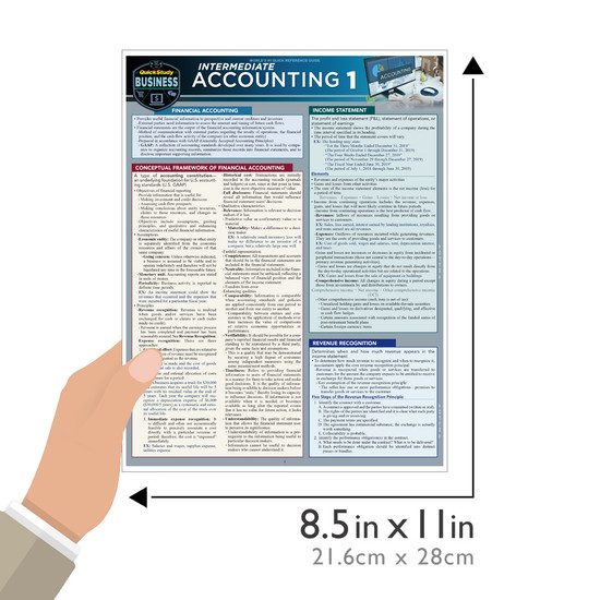 Quick Study QuickStudy Intermediate Accounting 1 Laminated Study Guide BarCharts Publishing Finance Reference Guide Size