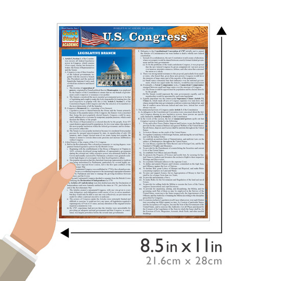 Quick Study QuickStudy U.S. Congress Laminated Study Guide BarCharts Publishing Social Science Guide Size