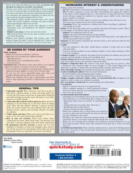 QuickStudy Public Speaking Laminated Study Guide BarCharts Publishing Communication Guide Back Image