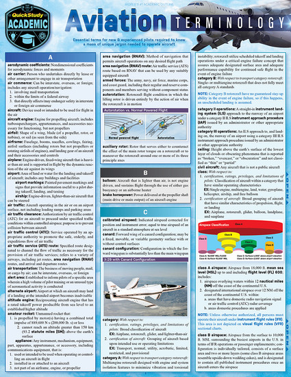 Quick Study QuickStudy Aviation Terminology Laminated Study Guide BarCharts Publishing Career Reference Cover Image