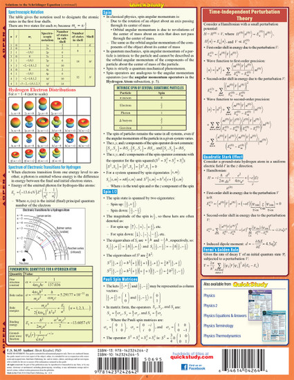 Quick Study QuickStudy Physics: Quantum Mechanics Laminated Study Guide BarCharts Publishing Science Reference Back Image