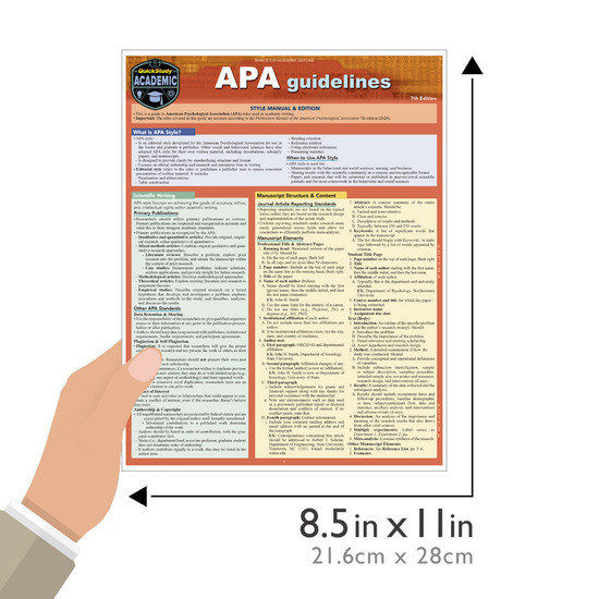 Quick Study QuickStudy APA Guidelines Laminated Study Guide BarCharts Publishing APA Academic Guide Size