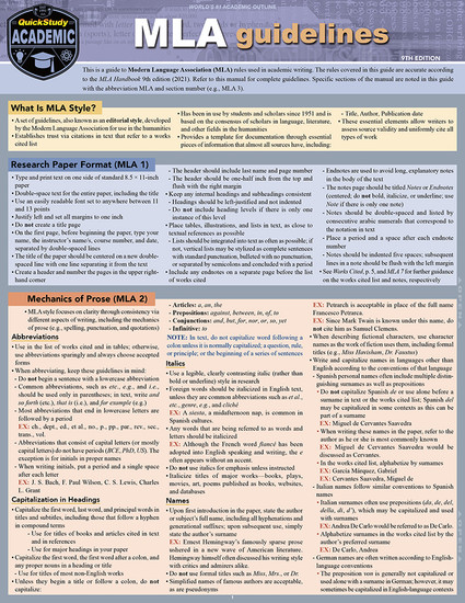 QuickStudy | MLA Guidelines Laminated Study Guide QuickStudy | MLA Guidelines Laminated Study Guide