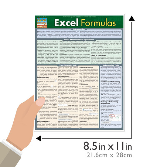 QuickStudy Quick Study Excel Formulas Laminated Reference Guide BarCharts Publishing Computer Guide Size