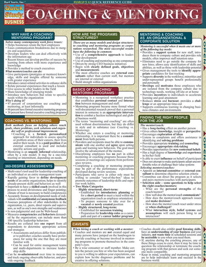 Quick Study QuickStudy Coaching & Mentoring Laminated Reference Guide BarCharts Publishing Medical Reference Cover Image