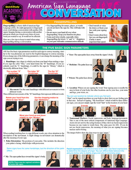 QuickStudy | American Sign Language: Conversation Laminated Study Guide QuickStudy | American Sign Language: Conversation Laminated Study Guide