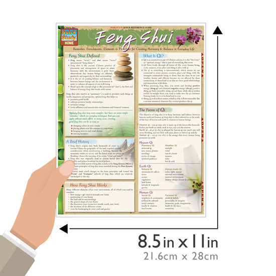 Quick Study QuickStudy Feng Shui Laminated Reference Guide BarCharts Publishing Wellness Reference Outline Guide Size