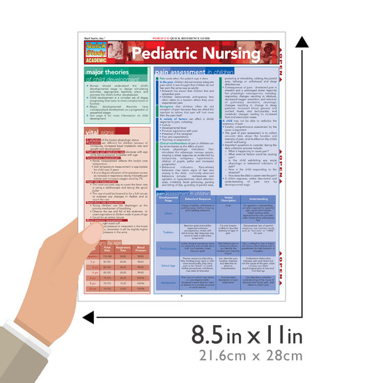 Quick Study QuickStudy Pediatric Nursing Laminated Study Guide BarCharts Publishing Medical Guide Size