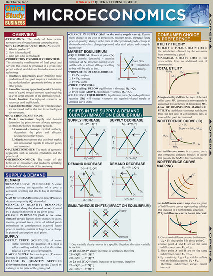 QuickStudy Quick Study Microeconomics Laminated Study Guide BarCharts Publishing Business Economics Cover Image