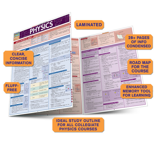 Quick Study QuickStudy Physics Laminated Study Guide BarCharts Publishing Physics Reference Guide Benefits