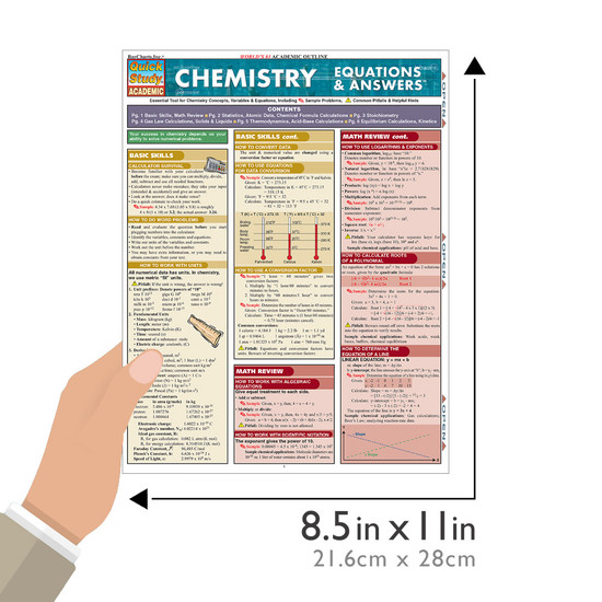 Quick Study QuickStudy Chemistry Equations Answers Laminated Study Guide BarCharts Publishing Guide Size