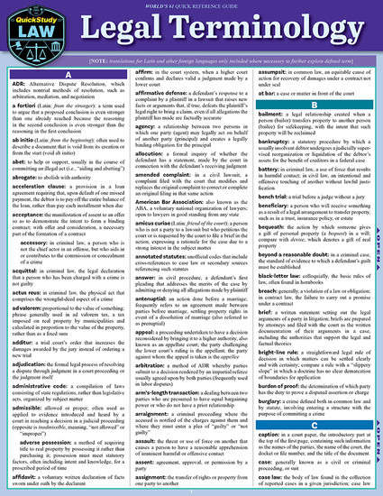 QuickStudy | Legal Terminology Laminated Reference Guide